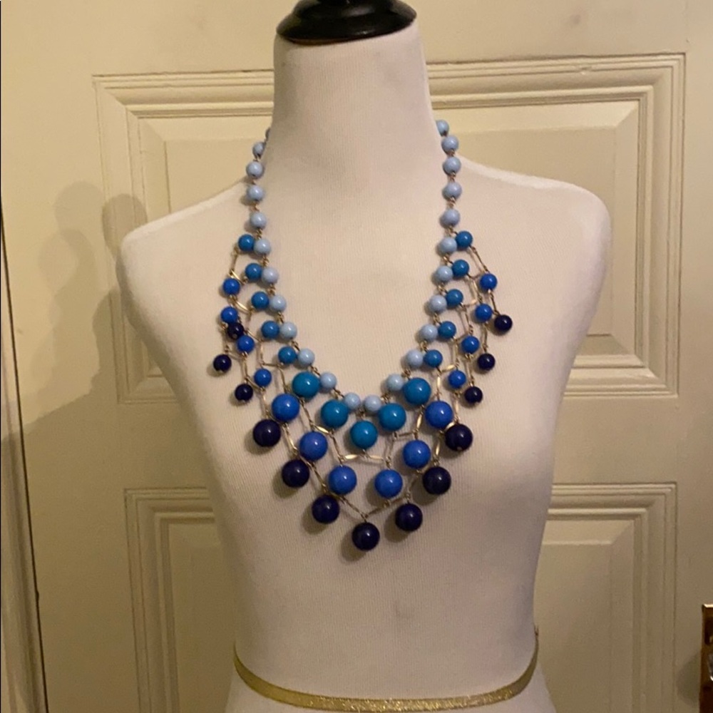 Shades of blue statement necklace by JCrew
